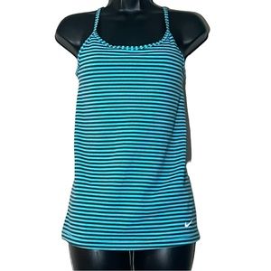 Nike Striped Slim Fit Dri Fit Small Built in Bra Tank